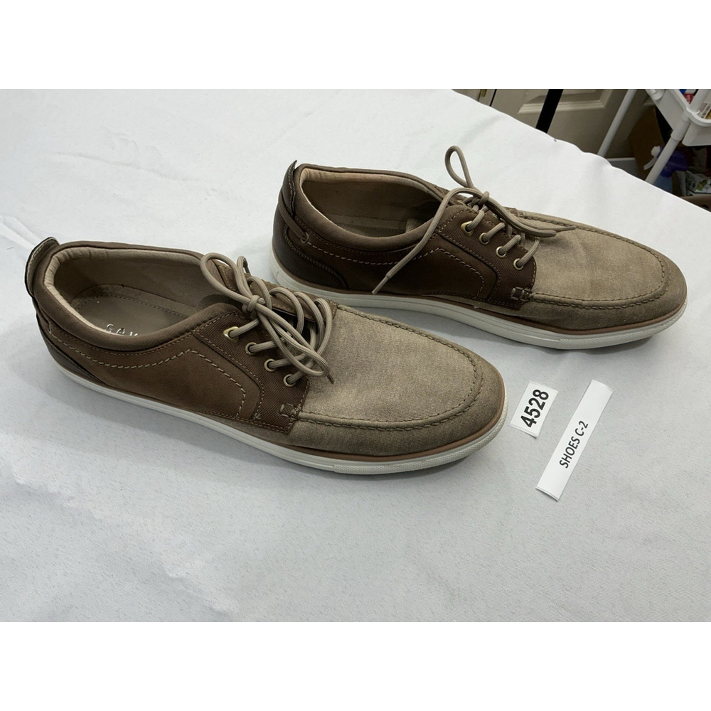 Men’s Seven 91 Lace Up Boat Shoes 13 Brown Canvas